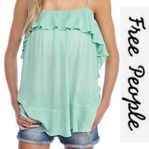 NWOT Intimately Free People Ruffle Green Tank
